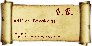 Vári Barakony névjegykártya
